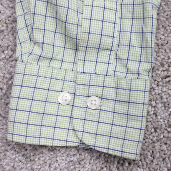Brooks Brothers 346 Shirt Mens 16, 34/35 Green 100% Cotton Long Sleeve Button - Picture 6 of 12